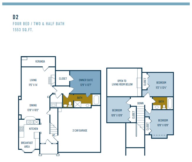 Four Bedroom / Two and a Half Bath Two Story Home 1 floor plan